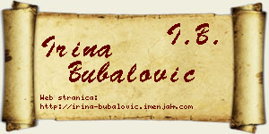 Irina Bubalović vizit kartica